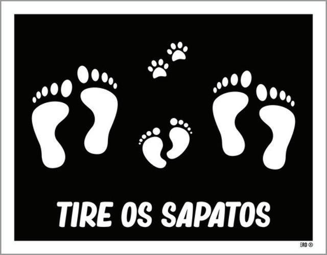 Imagem de Kit 5 Placas Tire Os Sapatos Preta Pegadas 36X46