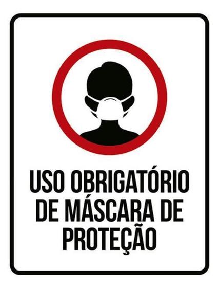 Imagem de Kit 5 Placas Uso Obrigatório Máscara De Proteção Ícone 36X46