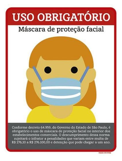 Imagem de Kit 5 Placas Uso Obrigatório Proteção Facial Poster 36X46