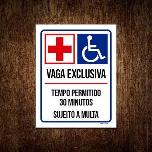 Imagem de Kit 5 Placas Vaga Exclusiva Deficientes Hospital 30 Minutos