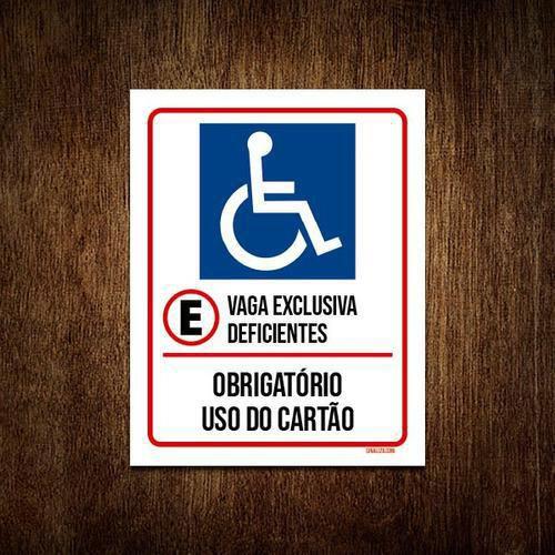 Imagem de Kit 5 Placas Vaga Exclusiva Deficientes Obrigatório Cartão