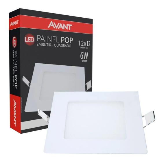 Imagem de Kit 5 Plafon Led Quadrado Embutir 6w Branco Frio 6500k