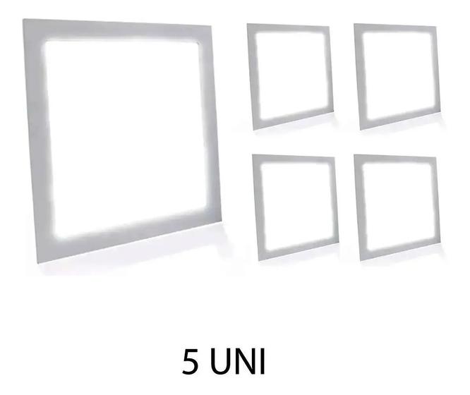 Kit 5 Plafon Quadrado Luminária Led 18w Embutir Branco Frio AAA Top