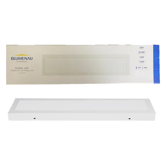 Imagem de Kit 5 Plafon Retangular Sobrepor 15x60cm 20w Branco Frio 6500K
