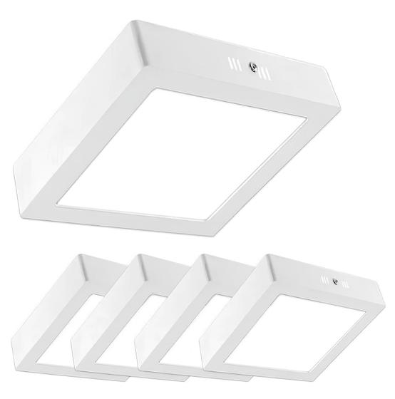 Imagem de Kit 5 Plafon Sobrepor Luminária Led 24w Quadrado Bivolt