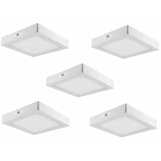 Kit 5 Plafon Sobrepor Luminária Led Branco Frio 24W Quadrado Menor preço em Kit 5 Plafon Sobrepor Luminária Led Branco Frio 24W Quadrado