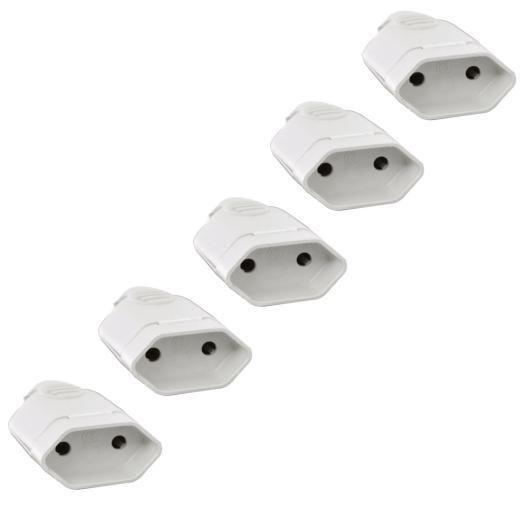 Kit 5 Plug Tomada Femea 10A 2 Pinos Fio Extensão Eletrica Ilumi