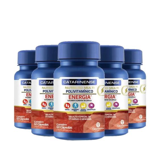 Kit 5 Polivitamínico Energia Catarinense 60 capsulas Menor preço em Kit 5 Polivitamínico Energia Catarinense 60 capsulas