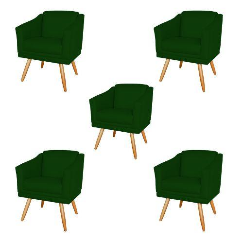 Imagem de Kit 5 Poltronas Decorativas San Diego Sala de Estar Tecido Veludo Verde Kimi Design