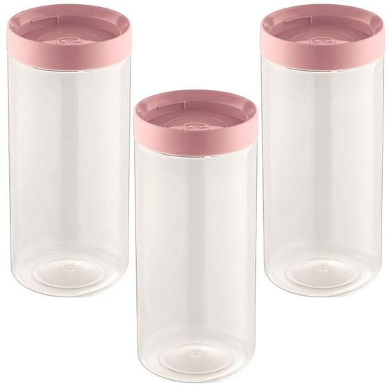 Imagem de Kit 5 Porta Mantimento Conecta Multiuso 1200Ml Rosa