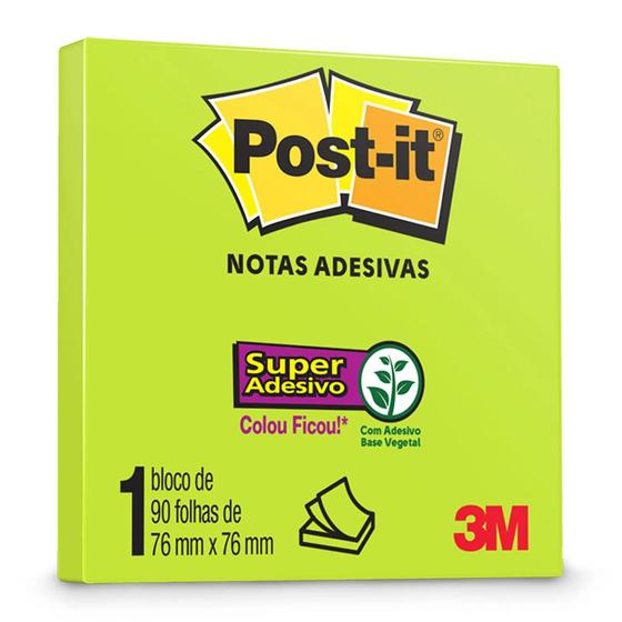 Imagem de Kit 5 post-it 90folhas 76x76 verde neon 