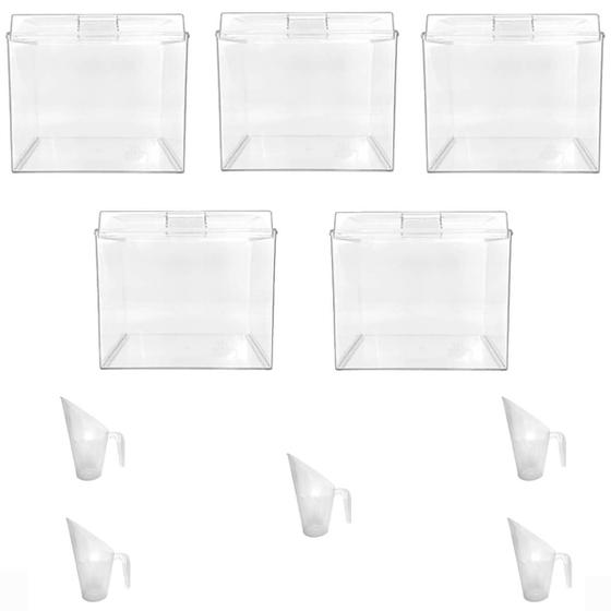 Imagem de Kit 5 Potes Acrílico Quadrado com Tampa 3,3l+ Conchas 100ml