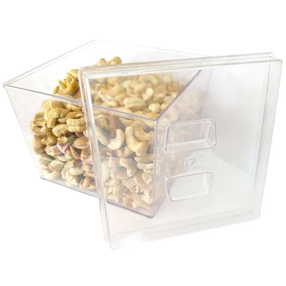 Imagem de Kit 5 Potes Acrílico Quadrado com Tampa 3,3l + Conchas 300ml