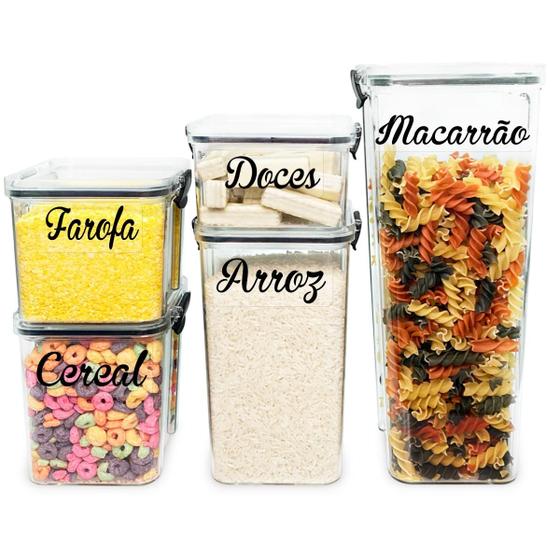 Imagem de Kit 5 Potes Herméticos Porta Mantimento com Tampa com Trava para Alimentos