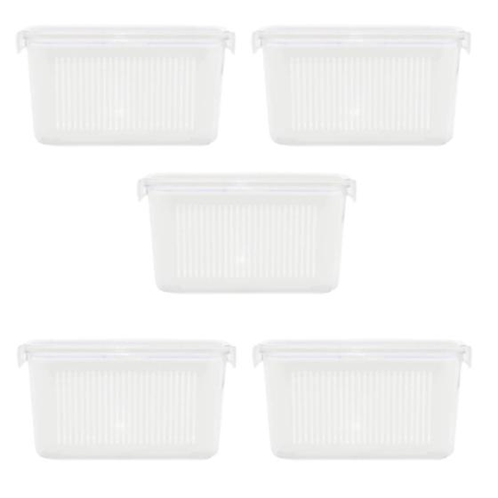 Imagem de Kit 5 Potes Herméticos Slim 1700ML Multiuso 22,5x10Cm Branco