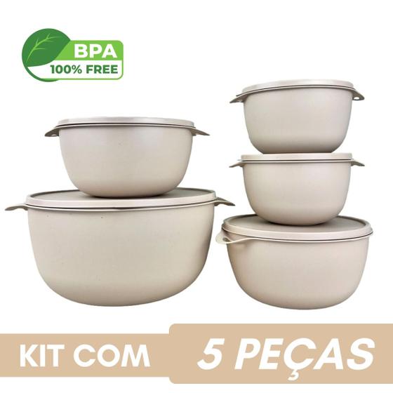 Imagem de Kit 5 Potes Plastico Redondos Bowl Livre Bpa