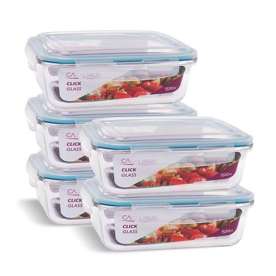 Kit 5 Potes Vidro Hermético Retangular 1520ml Grande é boa?