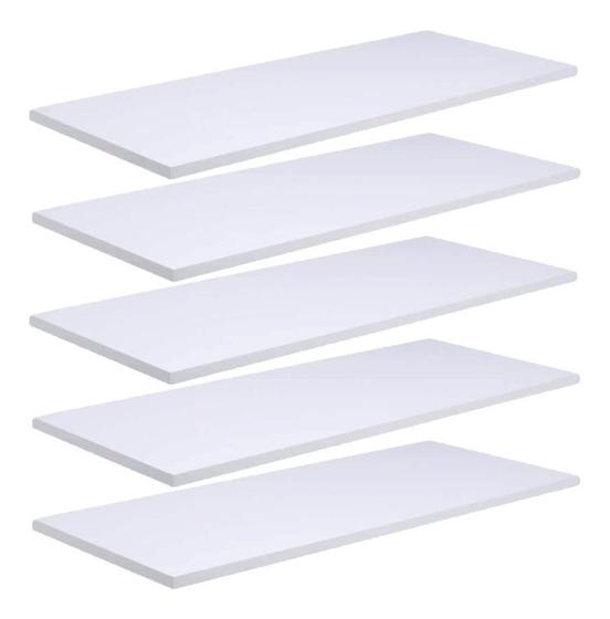 Imagem de Kit 5 Prateleiras 50X25 Flutuantes Mdf 15Mm Branco Decoração