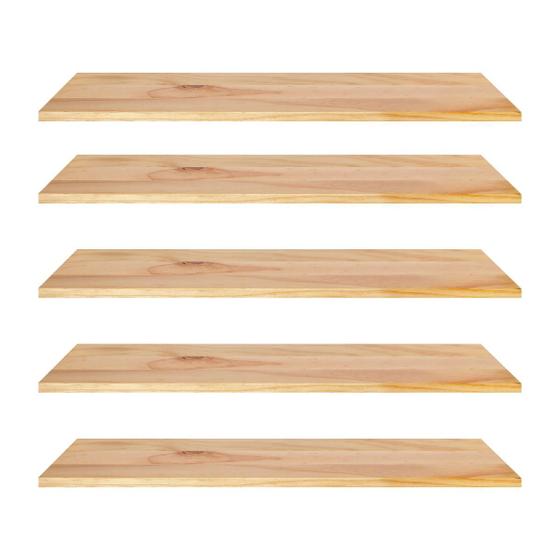 Kit 5 Prateleiras Madeira Maciça 60x20 Decoração Casa Menor preço em Kit 5 Prateleiras Madeira Maciça 60x20 Decoração Casa