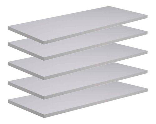 Imagem de Kit 5 Prateleiras Mdf 50x25 Branco Nicho Livros Revista