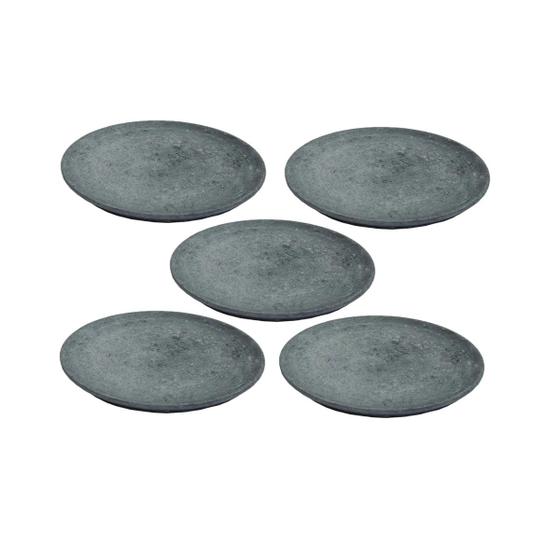 Imagem de Kit 5 Pratos Raso Redondo Pedra Sabão Sobremesa e Bolos 30cm