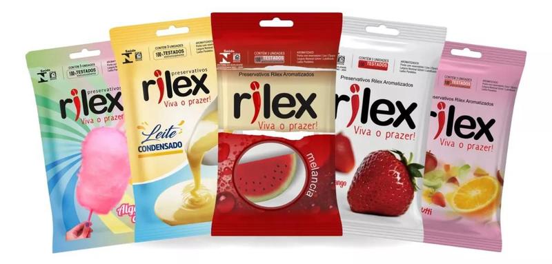 Imagem de Kit 5 preservativos rilex 3 unidades(15 preservativos) sabores variados  camisinhas lubrificadas resistentes de sabores