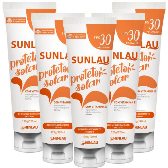 Imagem de Kit 5 Protetor e Bloqueador Solar Sunlau 30 FPS UVA/UVB