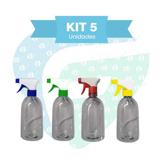 Imagem de Kit 5 Pulverizador Frasco 500 Ml Gatilho Borrifador Spray