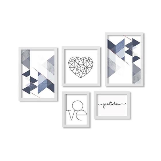 Imagem de Kit 5 Quadros Decorativos Com Molduras Gratidão Abstrato