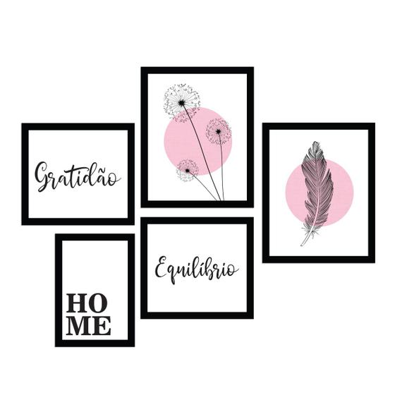 Imagem de Kit 5 Quadros Decorativos Mdf Frases Amor Gratidão Sala