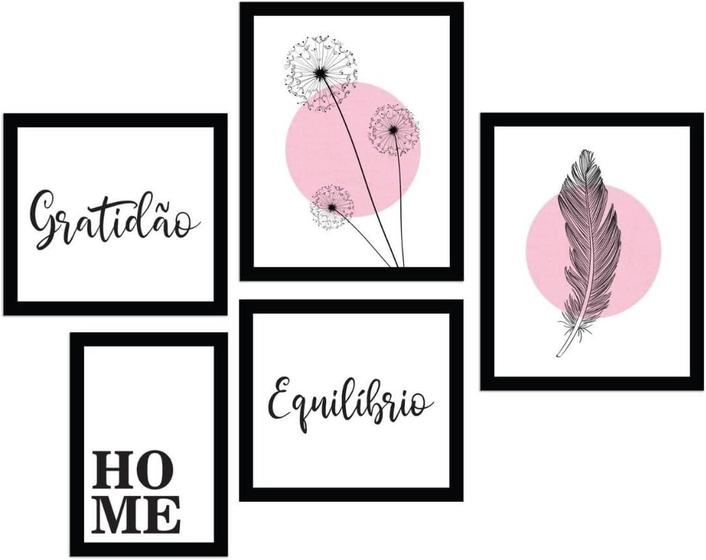 Imagem de Kit 5 Quadros Decorativos MDF sem furos na parede 