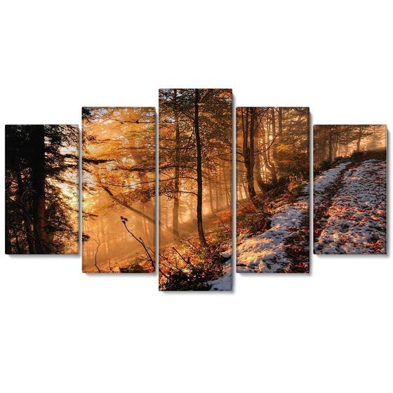 Imagem de Kit 5 Quadros Decorativos Mosaico Floresta Outono