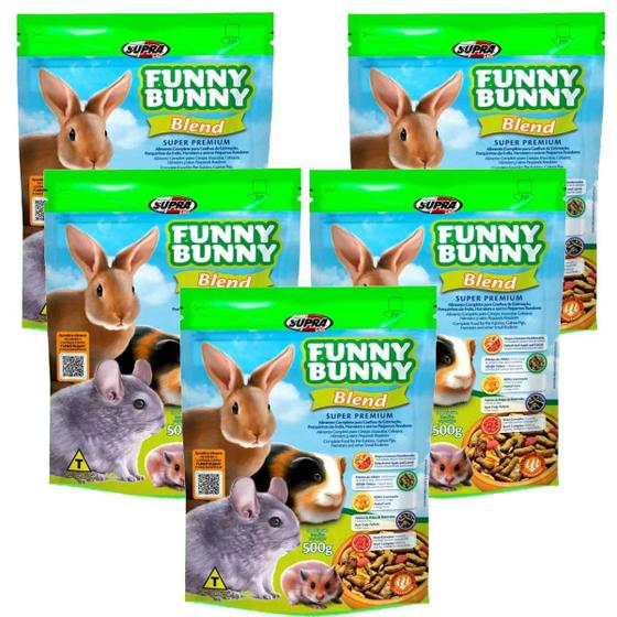 Imagem de Kit 5 Rações Coelho, Hamsters e Roedores Funny Bunny 500gr