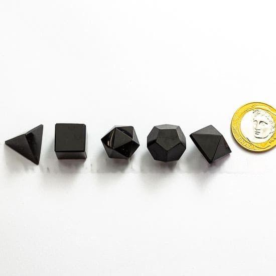 Imagem de Kit 5 Radionico Obsidiana Negra Solido de Platao Facetado