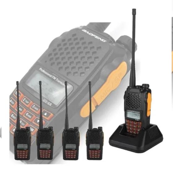 Kit 5 Radios Walk Talk Dual Band Uhf Vhf Fm Baofeng Uv6r 7w Rádio