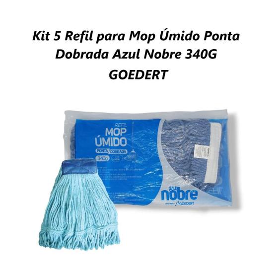 Imagem de Kit 5 Refil para Mop Úmido Ponta Dobrada Azul Nobre 340G  GOEDERT