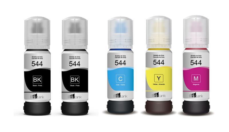 Kit 5 Refil Tintas 544 para L3110 L3150 L3250 - 65ml Menor preço em Kit 5 Refil Tintas 544 para L3110 L3150 L3250 - 65ml