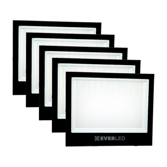 Imagem de Kit 5 Refletor 300w Holofote Luz Fria A Prova D' Agua 6500k Ip66 Bivolt Alta Potência Uso Externo 