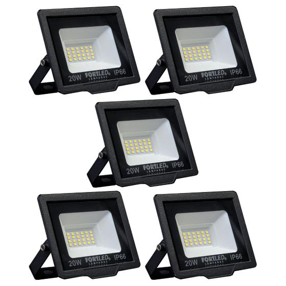 Imagem de Kit 5 Refletores de Led 20W  Fortled