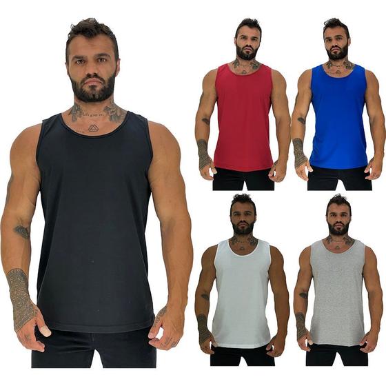 Imagem de Kit 5 Regatas Clássicas MXD Conceito Slim Cores Básicas e Mescladas Lisas