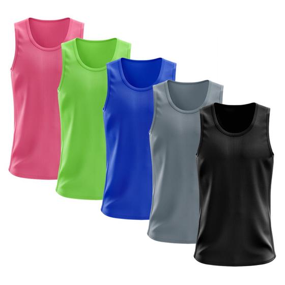 Imagem de Kit 5 Regatas Dry Fit Lisa Básica Proteção Solar UV Térmica Camisa Camiseta Treino Academia Ciclismo