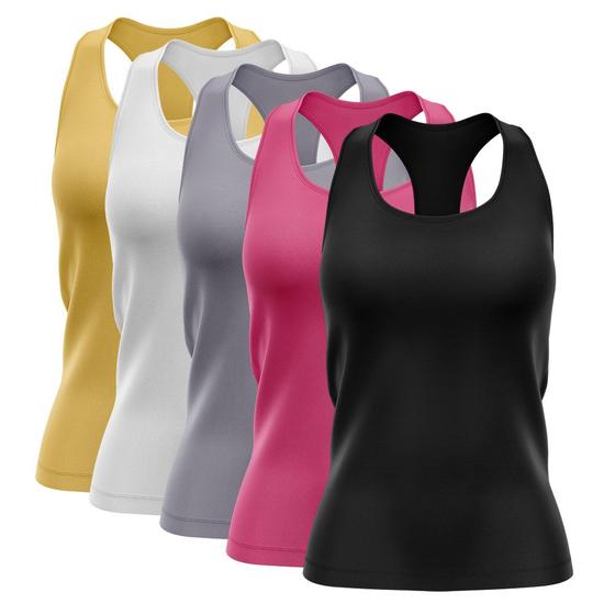 Imagem de Kit 5 Regatas Nadador Feminina Blusa Dry Academia Camiseta Camisa Treino