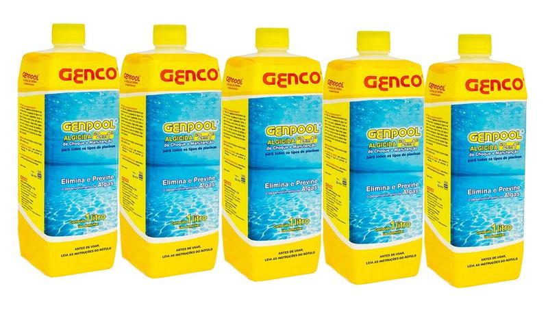 Imagem de Kit 5 Removedor De Algas Genpool 1lt Genco Para Piscina