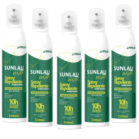 Imagem de Kit 5 Repelente de inseto Sunlau Max Spray Proteção 10h c/ Icaridina 100ml