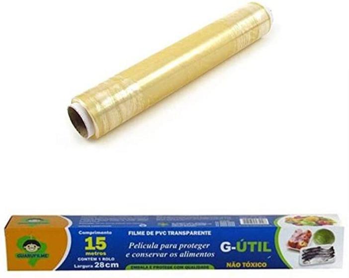 Imagem de Kit 5 Rolos Filme Pvc Transparente 28Cm 15M