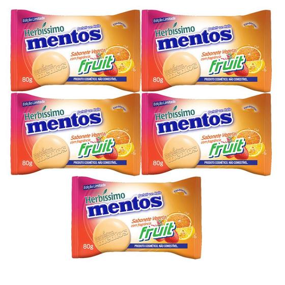 Imagem de Kit 5 Sabonete Mentos Fruit Sabão em Barra 80g Herbíssimo