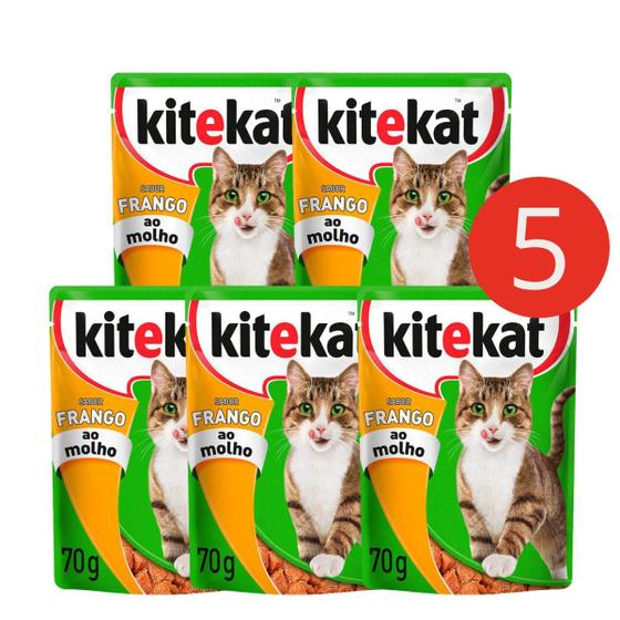 Imagem de Kit 5 Sachê Kitekat Frango ao Molho para Gatos Adultos 70g