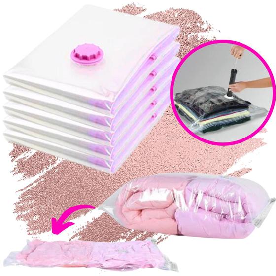 Kit 5 Saco a Vácuo 50x60 Organizador Guarda Roupas Cobertores Viagem Menor preço em Kit 5 Saco a Vácuo 50x60 Organizador Guarda Roupas Cobertores Viagem