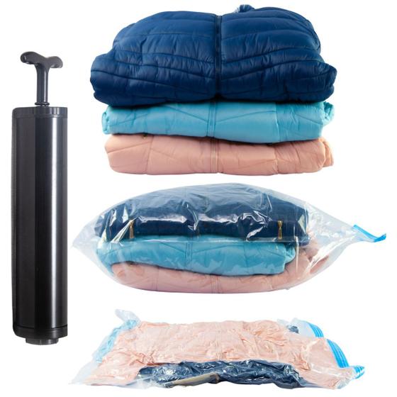 kit 5 Saco a Vacuo Vac Bag Roupas Viagem 3M + 2G + Bomba Menor preço em kit 5 Saco a Vacuo Vac Bag Roupas Viagem 3M + 2G + Bomba