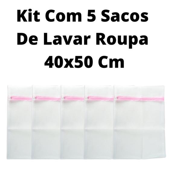 Kit 5 Saco p/ Lavar Roupas Máquina 40x50 Delicadas c/ Zíper Menor preço em Kit 5 Saco p/ Lavar Roupas Máquina 40x50 Delicadas c/ Zíper